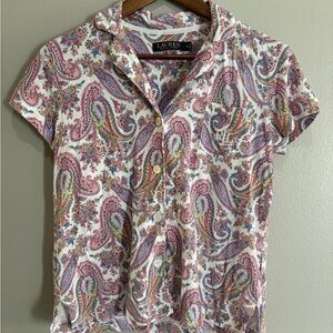Lauren Ralph Lauren Paisley Pajama Set XS Preppy Classic Cottagecore Sleepwear
